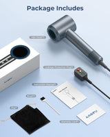 Hair Dryer, 150000 RPM Professional High-Speed Blow Dryer, Negative Ionic Hair Dryer for Fast Drying, Low Noise Thermo-Control HairDryer with Magnetic Nozzle for Home Travel Women Man