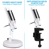 TORCHSTAR Metal Desk Lamp with Clamp, Swing Arm, Architect Adjustable Gooseneck Table Lamp, Clip Desk Lights for Home Office, Work, Study, Reading, E26 Base, Multi-Joint, White