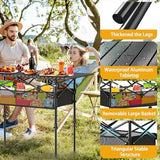 Height Adjustable Camping Table, Outdoor Folding Camping Table with Mesh Storage/Carrying Bag, Portable Aluminum Roll-up Table for Camping, Party, Backyard, BBQ
