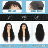 JYGeng 32 Inch Deep Wave Lace Front Wigs Human Hair 13x6 HD Lace Front Wigs Human Hair Pre Plucked 200% Density Glueless Wigs with Baby Hair Deep Curly Wig for Women
