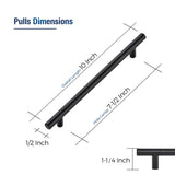 JOY DECOR 15 Pack Cabinet Handles, Black Cabinet Pulls, 7-1/2 in Hole Center Kitchen Hardware, Stainless Steel T Bar Handles for Dresser Drawers
