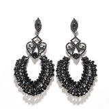 XSBODY Rhinestone Black Dangle Earrings for women Crystal Geometric Drop Statement Earrings Costume Jewelry (A-Black)