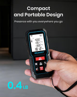Laser Measure Device, MiLESEEY 229ft Digital Laser Tape Measure with Upgrade Electronic Angle Sensor, 2mm Accuracy, Area Measurement,Volume and Pythagoras, 2" LCD Backlit,Mute, Battery Included