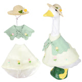 holoith 3 Pcs Summer Porch Goose Outfits for 23 inch Cement Goose Set, Outdoor Garden Statue with Gooses Outfit, Summer Garden Entrance Decoration, Includes Straw Hat, Collar, and Skirt