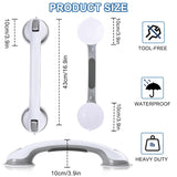 Grab Bars for Bathtubs and Showers, 2 Pack Shower Handle 16 Inch Strong Suction Shower Bar, Safety Bars for Shower Chair, Bathroom Grab Bar for Senior (Gray White)