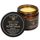 Terra Lotus - Organic Grass-Fed Beef Tallow Balm with Raw Honey - Moisturizing Cream for Soft, Smooth Skin - Handmade All-Natural Moisturizer (2 Oz, Unscented)