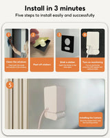 5MP 2K Window Camera,2.4GHz & WiFi Indoor Cameras for Home Security with Mounting Sticker Al Color Night Vision,Person & Motion Detection, (White)