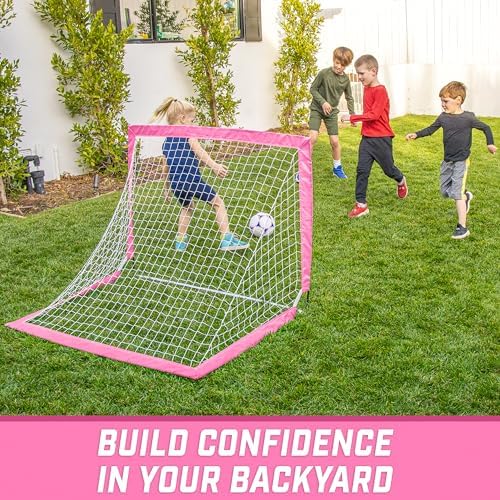 GoSports Portable Soccer Goals for Kids - 13 Color Options - Choose 4 x 3 ft or 6 x 4 ft - Team Tone Pop Up Nets for Backyard