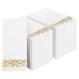 BESTVIP 200 Pack Disposable Paper Napkins,3-Ply Dinner Napkins with Gold Trim for Guests,Bathroom Paper Hand Towels Soft and Absorbent,Perfect for Christmas,Kitchen,Dinner,Party,Wedding or Event