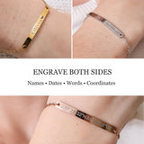 Jexiva Personalized Name Engraved Bar Bracelet for Women/Men – PVD Plated Stainless Steel – Custom ID Tag – Adjustable Chain – Double Side Engraving – Gift for Birthday, Anniversary