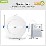 DAMINY 24 Pack 6 Inch LED Recessed Lighting with Junction Box,5CCT,Ultra-Thin Recessed Light,10W 1100LM, Dimmable Canless Wafer Ceiling Light, High Brightness