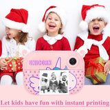 Instant Print Camera for Kids with 12 Rolls Refill Paper, Digital Camera for Girls Christmas Birthday Gifts, 32G SD Card