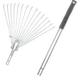 Buyplus Adjustable Garden Leaf Rake - 24 to 63 Inch Telescopic Metal Expandable Folding Leaves Rake, Metal Rakes for Leaves, Yard Rakes for Lawn Yard, Flowers Beds, Sliver