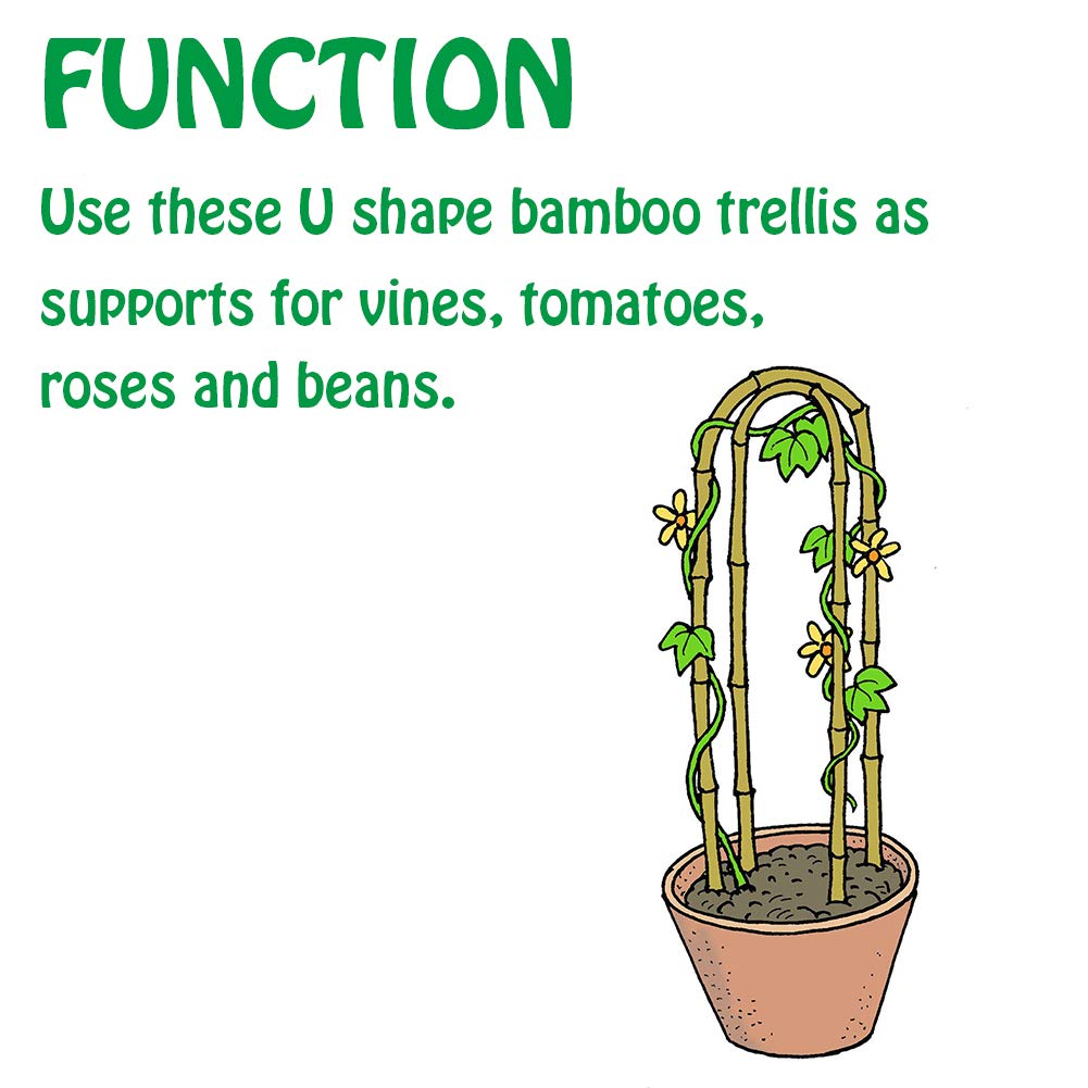 4 Feet Natural U-Hoops Bamboo, Mininfa Garden Trellis, Bamboo Trellis U-Shape for Plant Support - 3 Pack