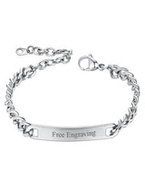 ChainsHouse Custom Name ID Bracelet Stainless Steel Cuban Chain Gift Women Personalized Engrave Bracelets for Men 7mm