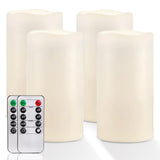 Homemory 6" x 4" Large Waterproof Outdoor Flameless Candles with Remote Control and Timer, Battery Operated Flickering LED Pillar Candles for Indoor Outdoor Lanterns, Porch, Long Lasting, Set of 4