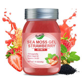 QANLOI 15OZ Strawberry Flavored Sea Moss Gel, 15-in-1 Ingredient, Rich in Ashwagandha, Vitamins and Minerals, Promotes Metabolism & Improves Digestion