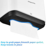 DUTYWORKS Paper Towel Dispenser Wall Mount, Multifold Paper Towel Holder Adhesive Hand Towel Dispenser for Bathroom Kitchen Commercial, White