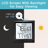 KIDLEDUCT Indoor Outdoor Thermometer Wireless Battery Powered, High Precision Inside Outside Humidity Temperature with Alert, Backlight Weather Thermometers with 1 Sensor, 330ft Wireless, Black