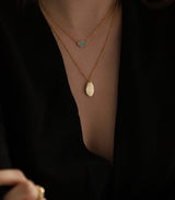 OZEL - Layered Gold Necklaces for Women - Crystal Colorful Delicate Cutting Pendant Necklace - 18K Gold Plated - Birthday Gifts (1M1234-2_green opal)