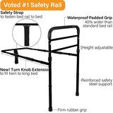 Vaunn Medical New Adjustable Bed Assist Rail Handle (Passed ASTM F3186–17 Safety Standard) and Hand Guard Grab Bar, Bedside Safety and Stability (Tool-Free Assembly) (Black)