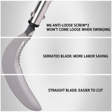 YEELOR Weeding Sickle, Serrated & Plain-Edged Combined Steel Scythe 51-Inch Adjustable Long Handle, Lightweight Long-Handled Garden Sickle Tool for Gardens, Yards, Fields & Overgrown Areas