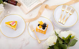 Festiva 200Pcs Gold Dessert Plates 6.3" with Forks 5"- Small Disposable Dessert/Cake/Appetizer Plates Plates- serve 100 guests include 100Plates 100Forks for Wedding Party&Thanksgiving&Christmas