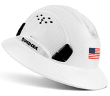 GREEN DEVIL Full Brim Hard Hat Vented Construction Safety Helmet OSHA Approved Cascos De Construccion Work Hardhat for Men&Women 6 Point Adjustable Ratchet Suspension Custom Pattern Design