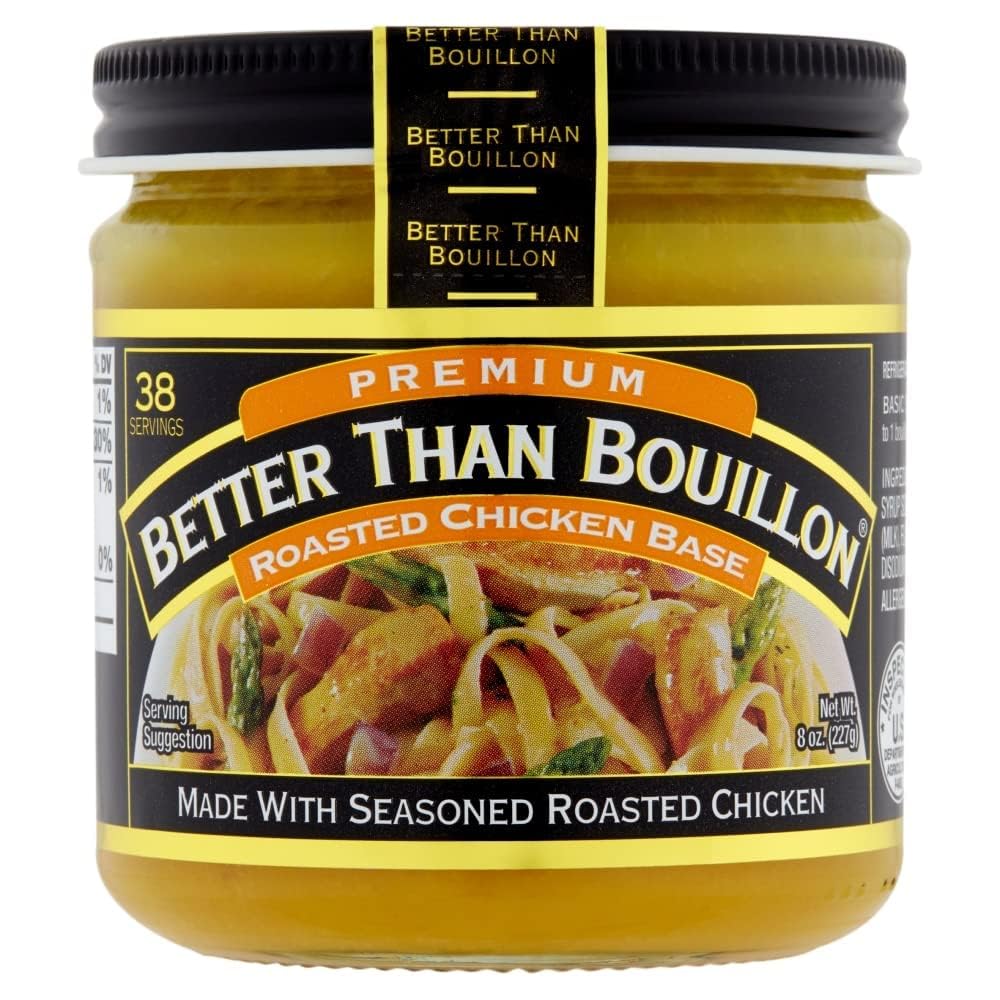 Better Than Bouillon Premium Roasted Chicken Base, Made with Seasoned Roasted Chicken, 38 Servings, Blendable Base for Added Flavor, 8-Ounce Jar (Pack of 2)