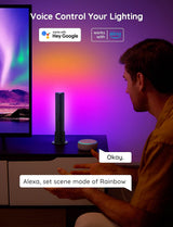 Govee Smart LED Light Bars, Work with Alexa and Google Assistant, RGBICWW WiFi TV Backlights with Scene and Music Modes for Gaming, PC, Room Decoration,Black