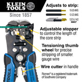 Klein Tools 11061 Self-Adjusting Stripper / Cutter, Heavy Duty, for 10-20 AWG Solid, 12-22 AWG Stranded, and Romex Wire 12/2 and 14/3