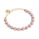 Alex and Ani Baseball Beaded Bangle, Brass Shiny Gold