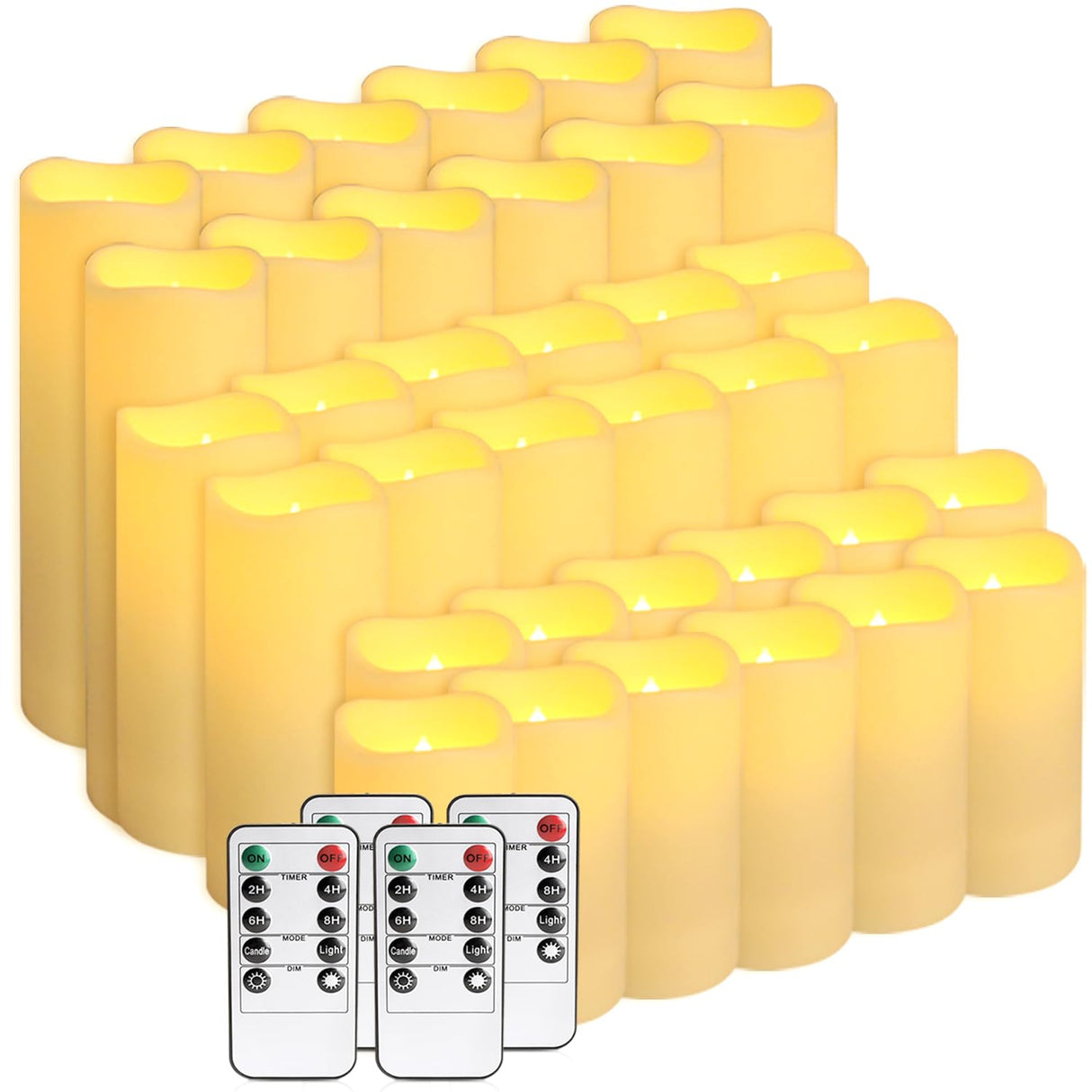 Wfmolcand 36-Pack Flickering Flameless Candles with Remote Control - LED Fake Candle Perfect for Wedding,Outdoor,Table,Halloween,Christmas Decor - Create a Magical Ambiance Effortlessly(Three Sizes)
