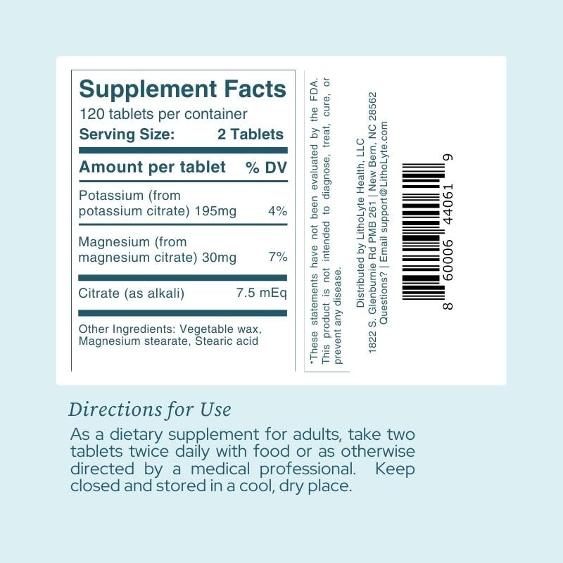 CitraTabs™ | 7.5 mEq | Extended-Release Citrate Tablets | by LithoLyte® | 120 Tablets