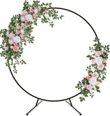Fandature 7.4FT Round Backdrop Stand with Two Water Bags for Party, Black