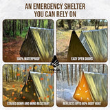 Orange Polyester Survival Tent with Doors - Compact, Durable, All-Season Shelter for Camping, Hiking, and Emergency Preparedness