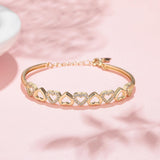 Amy & Annette 14K Gold Plated Heart Bangle Bracelet for Women with Crystals - Adjustable Gold Bangles, Heart Bracelets for Women, Cute Bangle, Gold Plated Bracelets