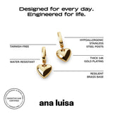 Ana Luisa Heart Charm Earrings for Women 14K Gold & Silver Rhodium Plated
