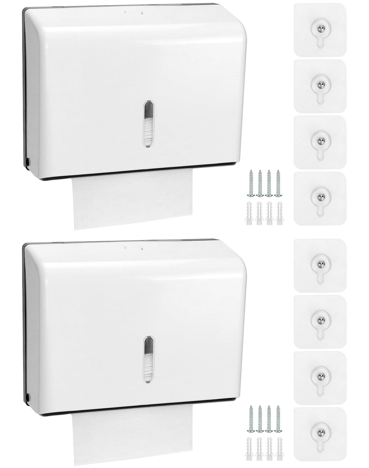QWORK Wall Mount Paper Towel Dispenser 2 Pack – Tri-Fold Holder with Lock for Bathroom, Kitchen & Office