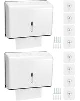 QWORK Wall Mount Paper Towel Dispenser 2 Pack – Tri-Fold Holder with Lock for Bathroom, Kitchen & Office