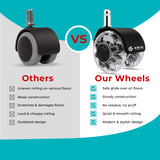 Premium 2 Inch Office Chair Caster Wheels (Set of 5) - Heavy-Duty, Smooth Rolling, Safe for All Floors, Silent and Durable Replacement for Home and Office Chairs