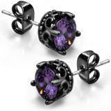KZZENKI Purple and Black Earrings for Women Men, Cool Gothic Stud Earrings