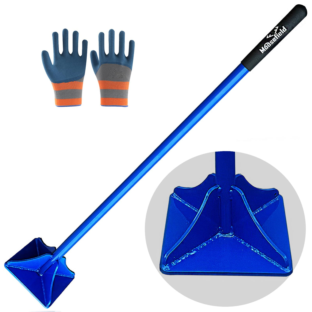 Moosefield Fully Welded Steel Heavy Duty Soil &A sphalt Tamper 8"x8" with 45 inch Handle Garden Landscaping Hand Rammer Compactor for Earth, Gravel and Dirt Pavement Compaction Paver Tool Trash Tamper