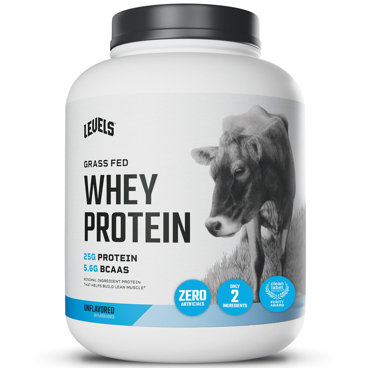 Levels Grass Fed Whey Protein Powder, No Artificials, 25G of Protein, Unflavored, 5LB