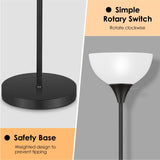 Coucrek Floor Lamp, LED Standing Lamps with White Plastic Shade, Black Modern Torchiere Floor Lamp, Tall Lamps for Living Room Dorm, Bulb not Included