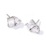 JTV White Cubic Zirconia Rhodium Over Sterling Silver Stud Earrings 5.58ct