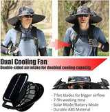 Wide Brim Solar Fan Hat Outdoor Fishing Hat with Fan Built in Sombrero para el Sol Hombre Waterproof Removable Outdoor Solar Fan Hats for Men Solar & USB Charging (US, Alpha, One Size, Color G)