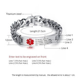 Custom Engraved Medical Alert Bracelet for Men and Women, Titanium Steel