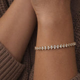 SWEET PEEPS 18K Gold Dipped CZ Tennis Bracelet for Women, Marquise Cut Cubic Zirconia Adjustable Bracelet, Dainty Gold Jewelry for Everyday Wear
