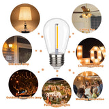 S14 Replacement LED Light Bulbs, Shatterproof & Waterproof 1W S14 LED Bulbs, E26 Base Patio Edison LED Light Bulbs for Outdoor String Lights , Warm White 2200K Plastic 70LM Non-Dimmable 48 Pack